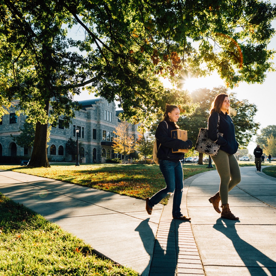 Students walking on campus